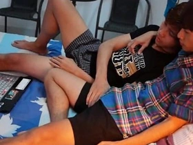 Young Asian men become aroused from viewing gay pornography and engage in intimate activities