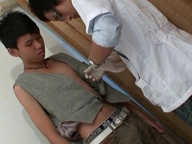 Asian twink gets a medical blowjob