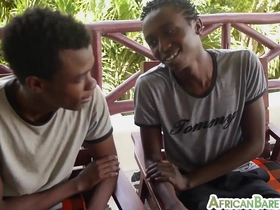 Young black twink's bareback anal play with partner