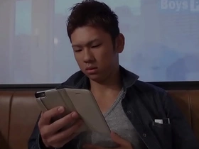 Young Japanese gay guy's explosive first ejaculation on camera
