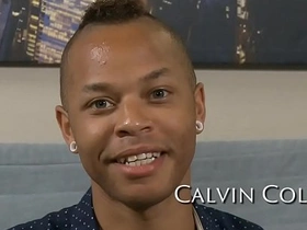Gay amateur Calvin Collins exposes his butt for pleasure