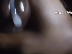Strong black man masturbates to arousing Asian pornography and ejaculates